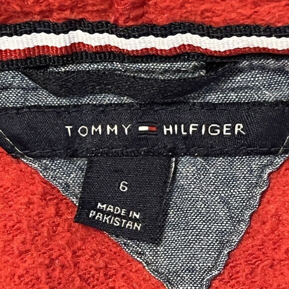Tommy Hilfiger Red Zip Jacket Youth Size 6 H Logo Long Sleeves Zippered Hoodie - Picture 5 of 11